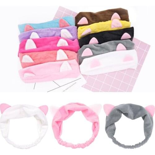 2019 New Cute cat ears Wash Face Hairbands For Women Girls Turban Cute Headbands Headwear Hair Bands Turban Hair Accessories