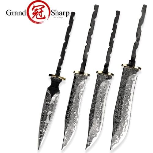Hunting Knife Fixed Blade 67 Layers Damascus Steel DIY Blank Blade Pocket Knives Utility Chef Kitchen Tools Survival Outdoor NEW