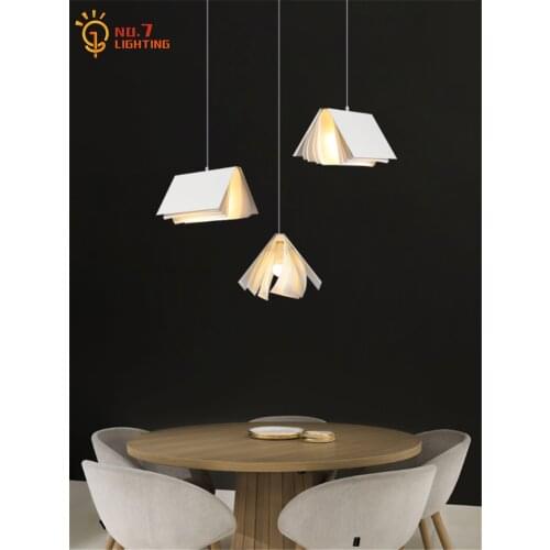 Individual Bar Book Pendant Lights Led E27 White/Gray Lampshade Home Decor Office Study Shop Restaurant Living/Dining Room Cafe