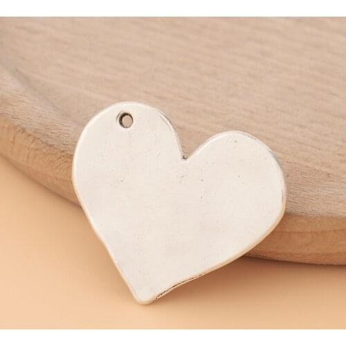 10pcs/Lot Silver Color Solid Love Heart Charms Pendants for Necklace Bracelet Jewelry Making Accessories