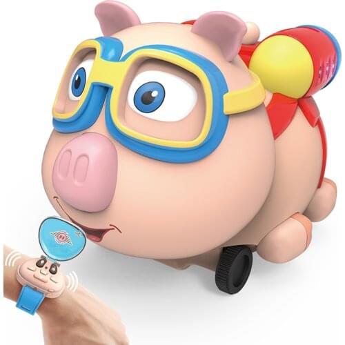RC Car 2.4G RC Pig Remote Control Electric Pig Toys Watch Control Mini Spray Smart Robot Pig One-Key Toy Gifts With Light&Sound