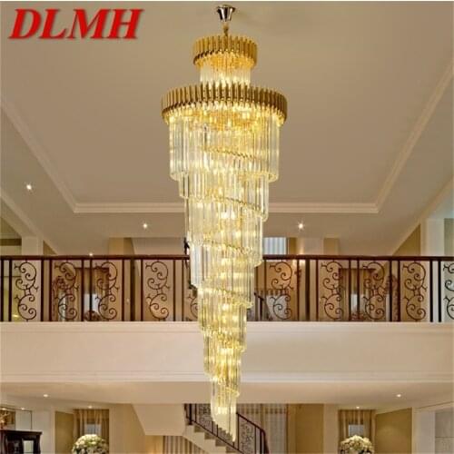 DLMH Luxury Crystal Chandelier Lamp Fixtures Pendant Light Postmodern Home LED Decorative for Stairs Hall
