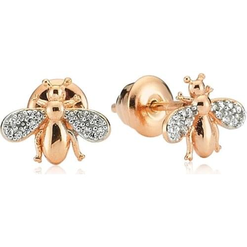 Valori Jewels Sparkly Fish, Zirconia White Gemstone, Rose Gold Plated, Sterling Silver Earrings