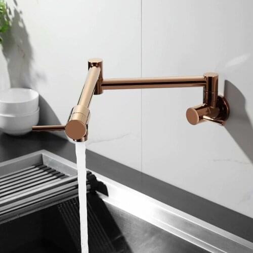 Folding Copper Kitchen Faucet double switch rotating vegetable basin faucet telescopic faucet Fashion Black sink faucet
