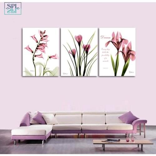 SPLSPL Nordic Style Wall Picture Transparent Flower Home Decor Plants Canvas Art Print Painting for Living Room No Frame