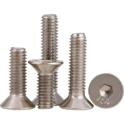 Standard din7991 nickel plated 10.9 grade countersunk head socket head screw flat head socket head bolt M1. 6-m8 30PCS