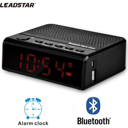 Leadstar Portable Bluetooth Speaker Wireless LED Alarm Clock FM Radio With TF/USB Port For Phone