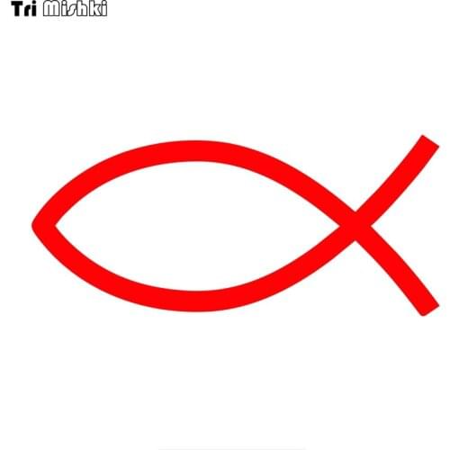 Tri Mishki HZX1026 15*6.7cm red Christian JESUS Fish Symbol car sticker Vinyl Decals Motorcycle Accessories Stickers