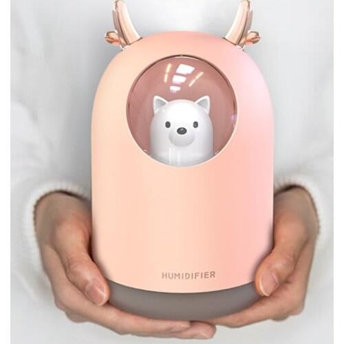 Cute Pet 300ML Ultrasonic Air Humidifier Aroma Essential Oil Diffuser for Home Car USB Fogger Mist Maker with romantic LED Lamp