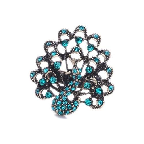 Vintage Style Antique Gold Color Zircon Peacock Ring Blue Champagne 2 Colors Gorgeous Accessory