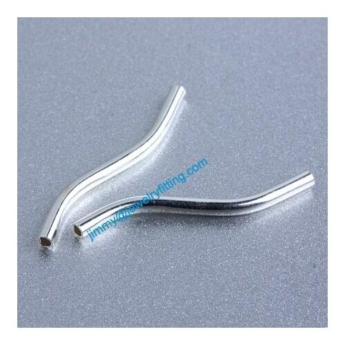 Jewelry findings Raw Brass matel spacer tube beads Pave tube beads S shape tube 1.5*21mm