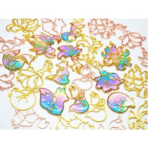 10Pcs Smart Fox Animal Pendant Open Bezel Setting UV Resin Craft Jewelry Making
