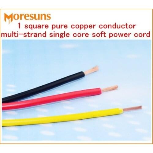 20M/lot Household Electrical Wire Single Conductor 1 Square pure copper conductor multi-strand single core soft power cord