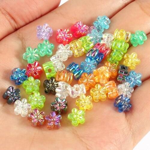 200pcs/lot 7*4mm Flower Shape Acrylic Beads AB Plated Loose Beads For DIY Bracelets & Necklaces Jewelry Makings Accessories