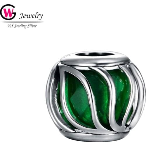 2019 Trendy Wave Pendants Balls Beads Fit For Bracelets Neckalce Green Charm 925 Silver Jewelry Fit For Pandora Bracelets NEW
