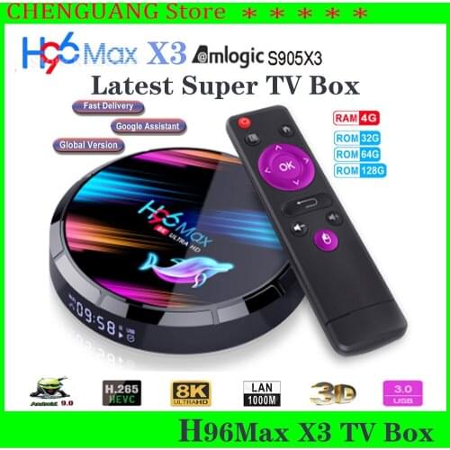 2020H96Max X3 Smart TV Box Android9.0 4G 128G Amlogic S905X3 2.4G/5G WIFI BT4.0 1000M 8K Google Media Play H96MAX Andorid TV Box