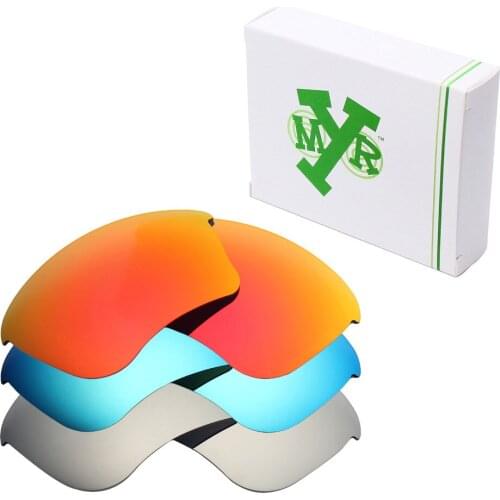 3 Pairs Mryok POLARIZED Replacement Lenses for Oakley Half Jacket XLJ Sunglasses Ice Blue & Fire Red & Silver Titanium
