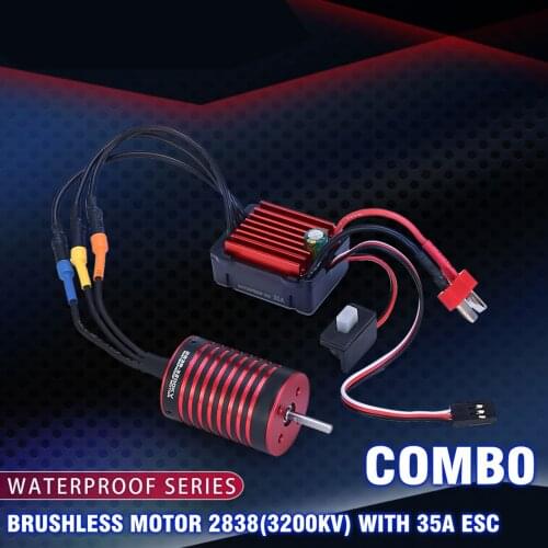3200KV Brushless Motor and 35A ESC Combo Set 2s T plug Waterproof for Traxxas HSP Tamiya Axial 1/16 1/12 RC Car