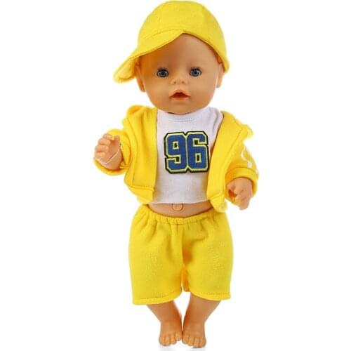 4 in 1 set Sport Clothes + shirt + Pants + baseball cap set for 43cm Baby new Born Doll girl for 18 inch doll clothes set 103
