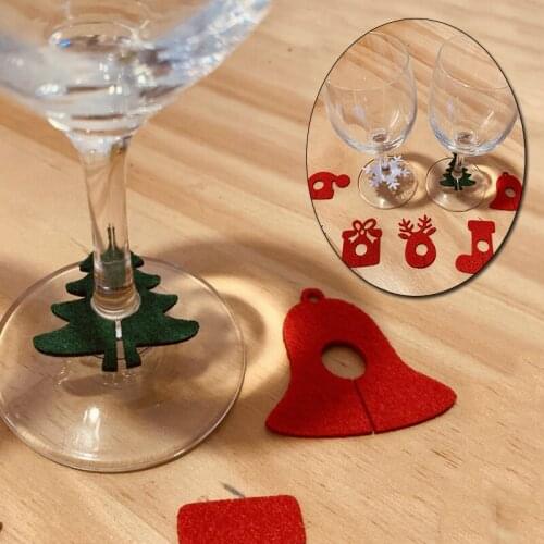 6Pcs/Set Wine Glass Decorative Card Christmas Cup Ring Table Decoration For Home Christmas Pendants Decoration Supplies