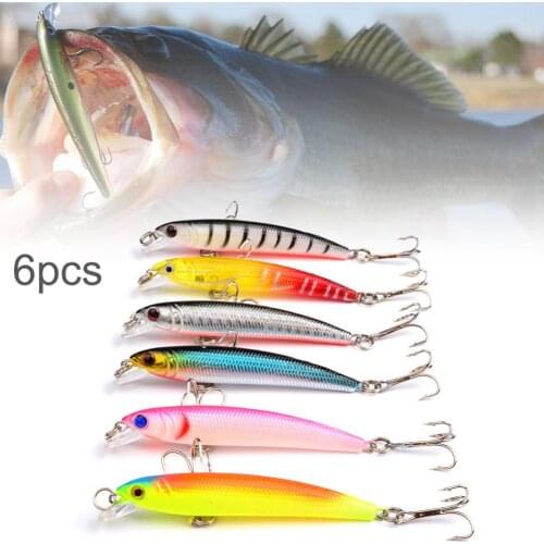 6 pcs Floating Minnow Fishing Lures 7.5cm 4.5g Pesca Jig Fishing Hook Artificial Bait Kit