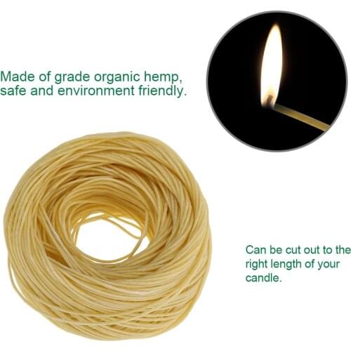 61m Organic Hemp Candle Hemp Core with Pure Bee Wax for DIY Oil Lamp Candle Core Organic Hemp Candle Wick FOR Candles Supplies
