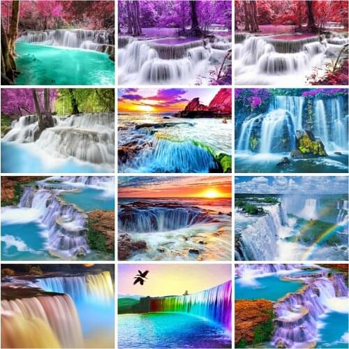 EverShine DIY Diamond Painting Full Square Seaside Cross Stitch Diamond Embroidery Waterfall Rhinestone Mosaic Art Wall Decor