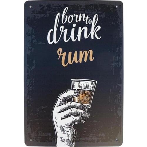 Born to Drink Rum Club Bar Pub Tin Metal Sign 0768a 20x30cm