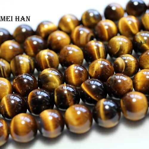 Meihan Free shipping 10mm natural brown tiger eye (2 strands/set) soomth round stone beads for jewelry making design or DIY
