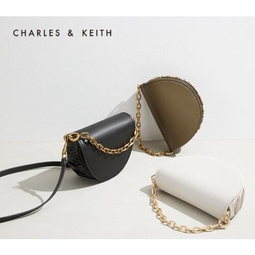 CHARLES＆KEITH New Arrival for Autumn 2021 CK2-50781558 Ladies' chain portable crossbody saddle bag