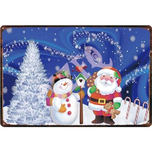 Santa Claus Christmas Vintage Tin Sign Metal Plate Christmas Decorations For Home Wall Bar Art Party Decor 30X20CM DU-2085
