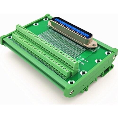 DIN Rail Mount 57Series 50-Pin 0.085" Vertical plug-in Male Header Connector Breakout Board