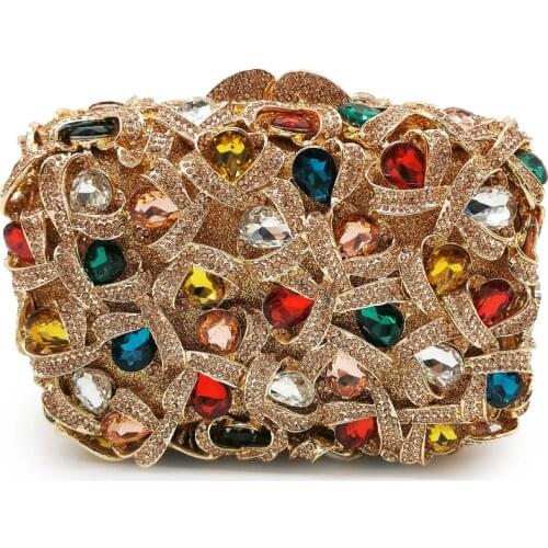 Designer gold silver clutch bag Luxury Crystal Green Party Purse Ladies evening bag Mini Women chain Luxury Handbags Clutches