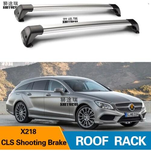 For MERCEDES Benz CLS Shooting Brake (X218), 2012+ Roof Bar Car Special Aluminum Alloy Belt Lock Led Shooting RACK CORSS Rack