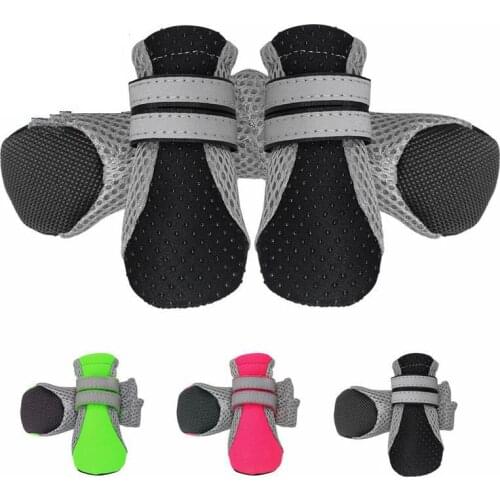 New Dog Breathable Dog Shoes Anti-slip Pet Boots Paw Protector Reflective Straps Dog Soft Breathable Net shoes