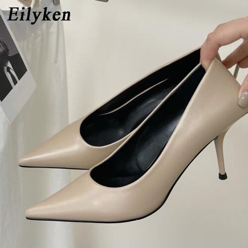 Eilyken New Spring Sexy Pointed Toe Thin Heels Woman Pumps Fashion Shallow Dress Sandals Women Office Work Ladies Shoes Slides