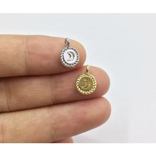 Eruifa 20pcs 8mm Nice Moon Print Coin Zinc Alloy necklace,earring bracelet jewelry DIY handmade 2 colors