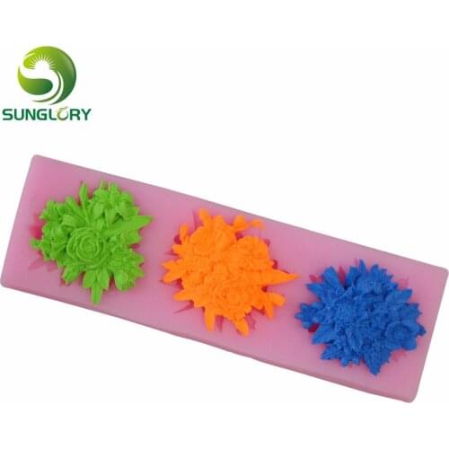 Bakeware Flowers 3D Silicone Mold Fondant Cake Decorating Tools Baking DIY Moldes De Silicona Decoration Cake Mold Color Pink