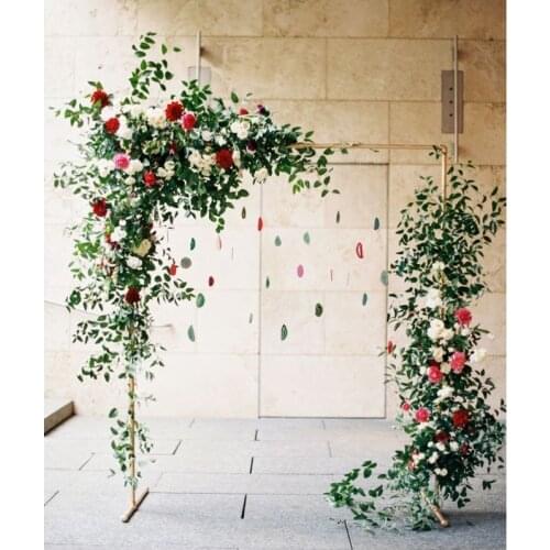 Metal Wrought Iron Arch Stand +Artificial Silk Flower Arrangement white cloth Set Decor Party Wedding Backdrop Floral Row 1 set