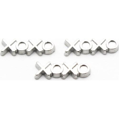 Hot Sale 10pcs/lot Metal Silver Letter XOXO Floating Charms For Living Glass Floating Lockets Pendant Necklace DIY Jewelry