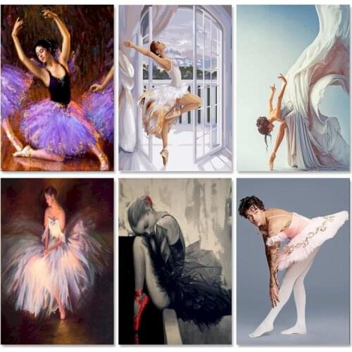 GATYZTORY Ballet Dancer DIY Oil Painting By Numbers Package Acrylic Paints Canvas Painting Wall Decoration Kids Wall Art Drawing
