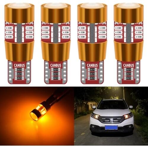 Katur 4pcs led W5W T10 Canbus bulbs 194 168 3014SMD Car Clearance light Lamps Interior External Light Amber blue green red white