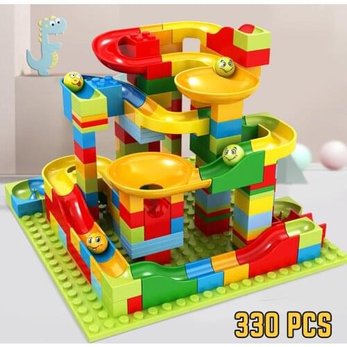 Small particle building block happy ball slide DIY modeling building block track childrens building block toy gift