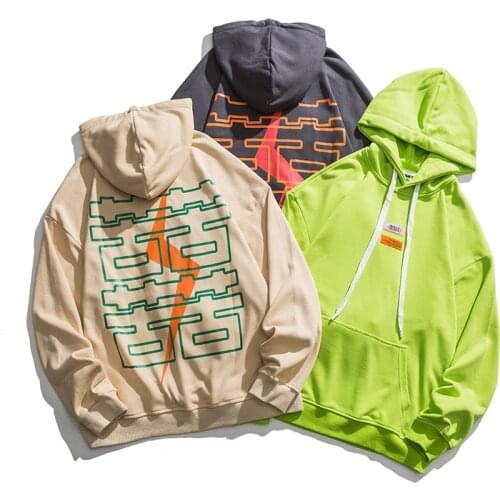 Men Designer Harajuku Oversized Hooded Hoodies 2021 Mens Japanese Streetwear Lightning Sweatshirts Man Y2k Hoodie