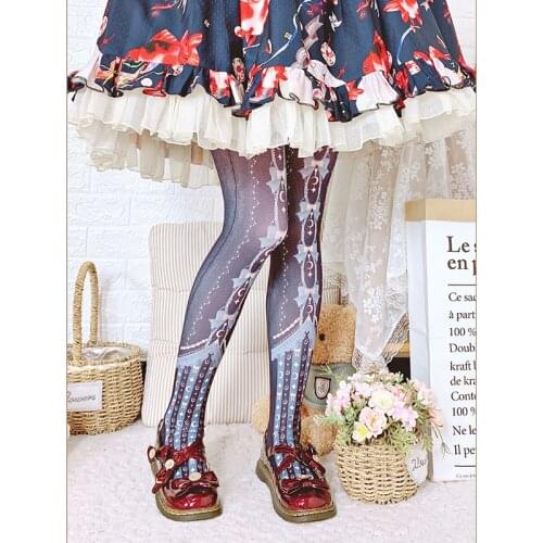 Lolita socks female pantyhose summer and autumn 120D velvet printing socks Japanese sweet Lolita