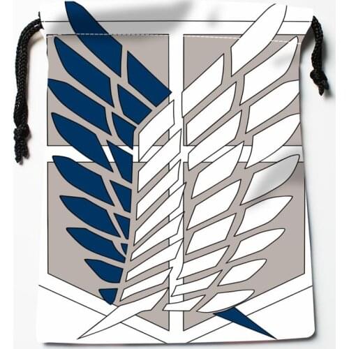 New Arrive Attack on Titan Drawstring Bags Custom Storage Bags Storage Printed gift bags More Size 18*22cm DIY your picture