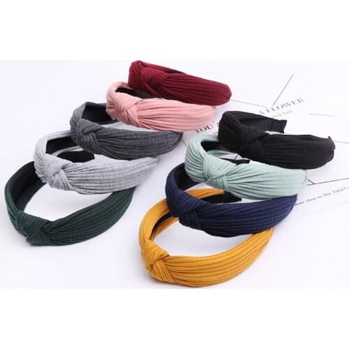 Women Knitting Knotted Hairbands Solid color Hair Hoop Girls Hairband Fashion Headwear Hair Accessories FG045