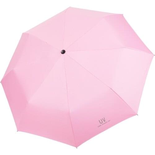 Solid Color UV Sunscreen Anti-UV Black Coating Umbrella Parasol Female Sun Umbrella Kid Umbrellas Rain Three-folding Umbrella