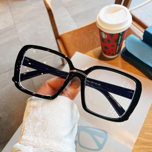 Imwete Oversized Glasses Frame Anti-Blue Light Square Eyeglass Women Men Retro Computer Mobile Phone Eyewear Optical Protection