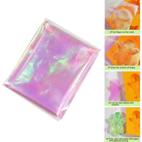 1Pc Laser Iridescent Rainbow Clear Film AB Effect Paper DIY Epoxy Resin Jewelry Fillings 50*50cm For Jewelry Projects Colorful